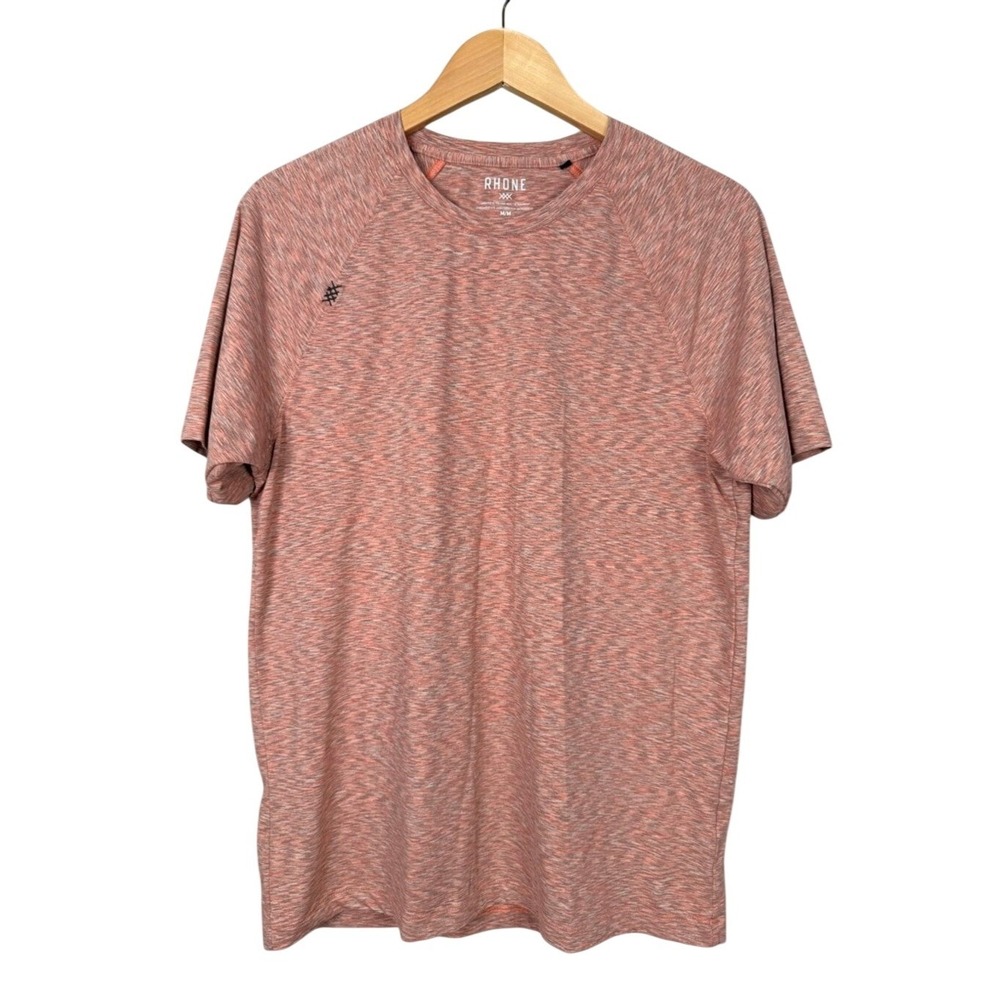 RHONE Men's Heathered Coral Athletic T-Shirt Raglan Short Sleeve M